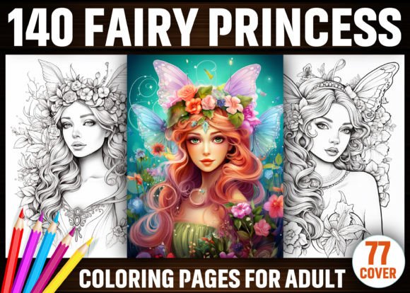 140 Fairy Princess Coloring Pages - KDP