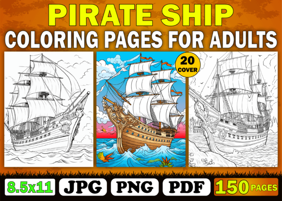 150 Pirate Ship Coloring Pages for Adult
