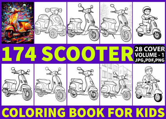 174 Scooter Coloring Pages for Kids