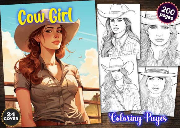 200 Cow Girl Coloring Pages for Adults