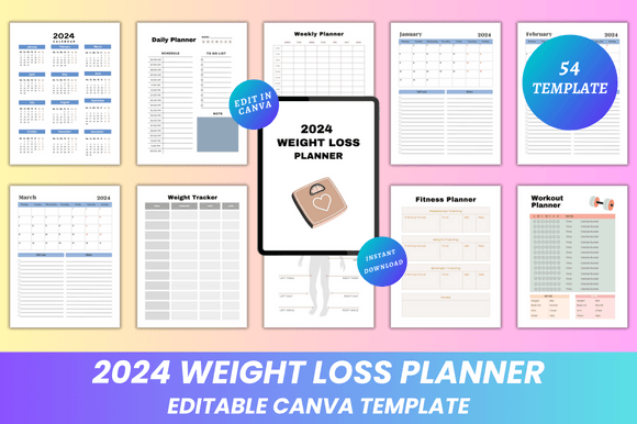 2024 Weight Loss Planner Canva KDP: A Fully Customizable, Print-Ready System for Sustainable Progress