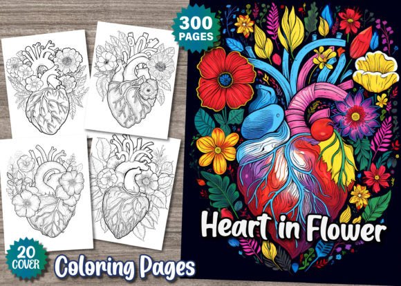 300 Heart in Flower Coloring Pages: A Practical Evaluation for Adult Colorists and Self-Publishers