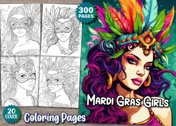 300 Mardi Grass Coloring Book Pages-KDP