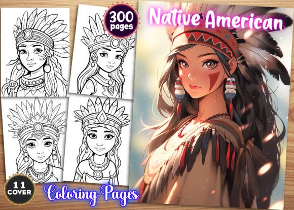 300 Native American Girls Coloring Pages