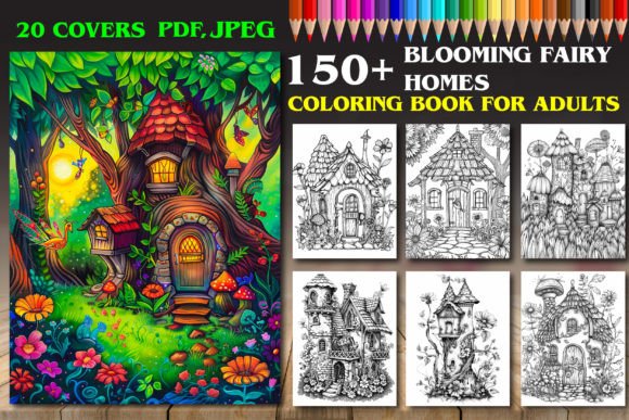 Blooming Fairy Homes Coloring Pages