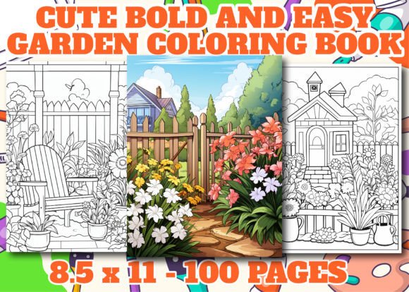 Cute Bold and Easy Garden Coloring Page
