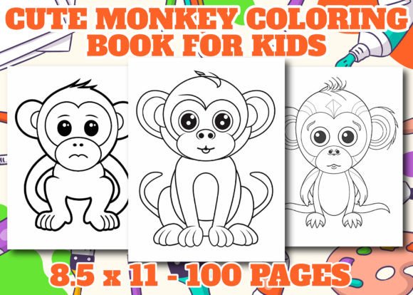 Cute Monkey Coloring Book for Kids