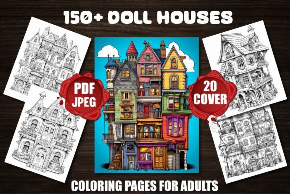 Doll Houses Coloring Pages for Adults