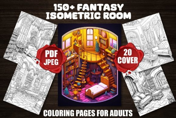 Fantasy Isometric Room Coloring Pages