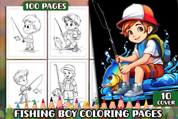 Fishing Boy Coloring Pages for Kids