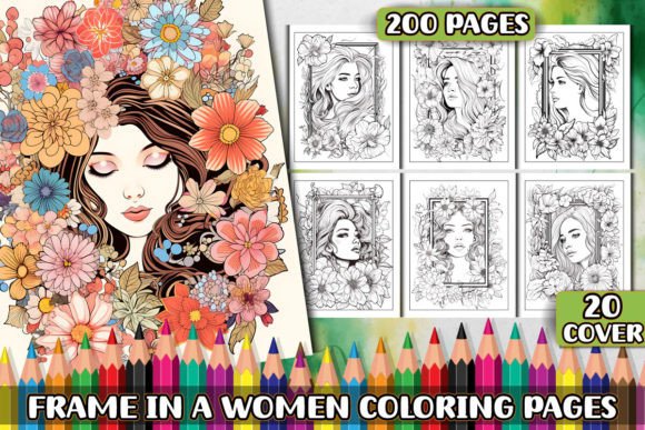 Frame in a Women Coloring Pages for KDP