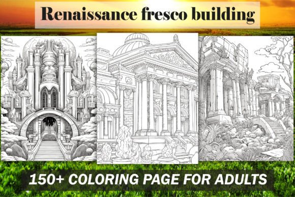 Renaissance Fresco Building ColoringBook