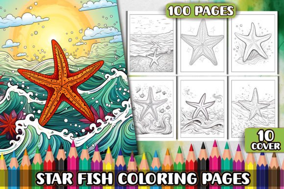 Starfish in Sea Coloring Pages for Adult