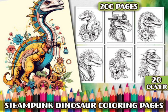Steampunk Dinosaur Coloring Pages