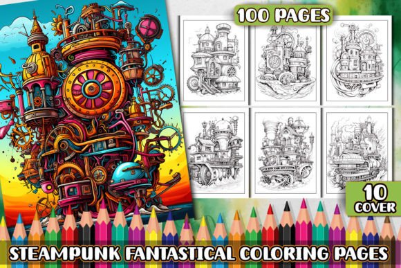 Steampunk Fantastical World Coloring KDP